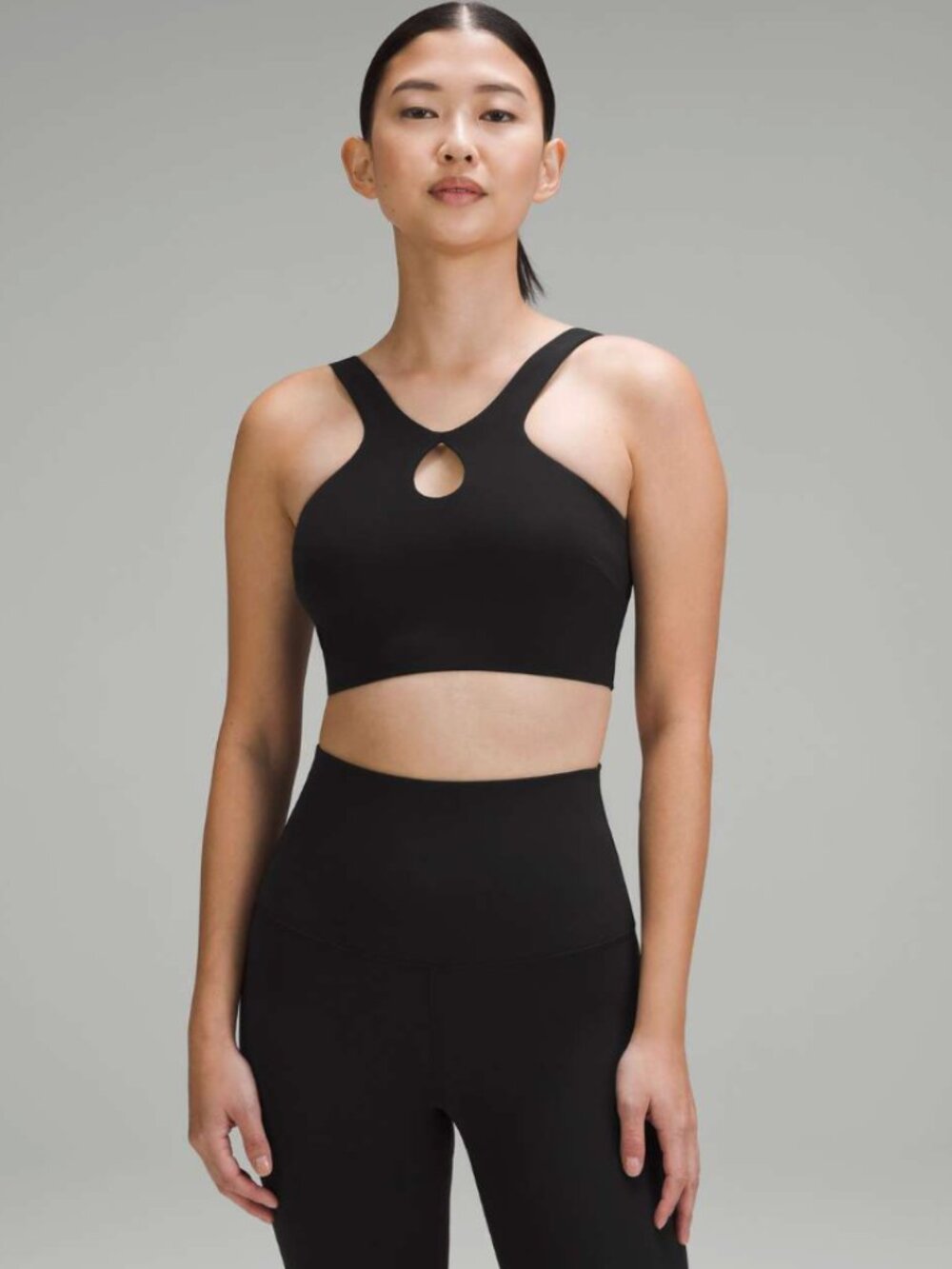 Lululemon SmoothCover Front Cut-Out Yoga Bra W2DSGS Black - Size 4